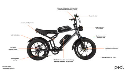 2024 MAMBA Kalahari 48v750w ebike dual battery